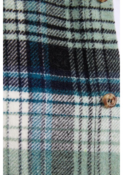 Tudors Erkek Slim Fit Dar Kesim Kareli Kışlık Oduncu Gömlek-42380 Mint