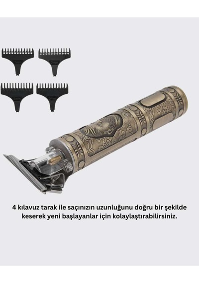 Güçlü Motorlu, 4 Kılavuz Taraklı Kompakt Saç Kesme Makinesi Uzun Pil Ömürlü