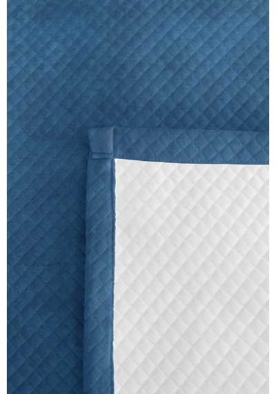 Mavi Geometrik Modern Genç Odası Tek Kişilik Pike Takımı - Gri Gold 160x220 Cm Kapitone Yatak Örtüsü Gümüş