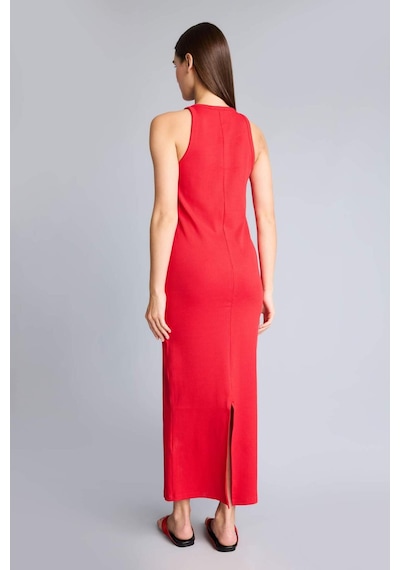 Defacto Bodycon Vücudu Saran Halter Yaka Ribana Kolsuz Kırmızı Midi Elbise H7119ax26smrd59 Kırmızı-rd59