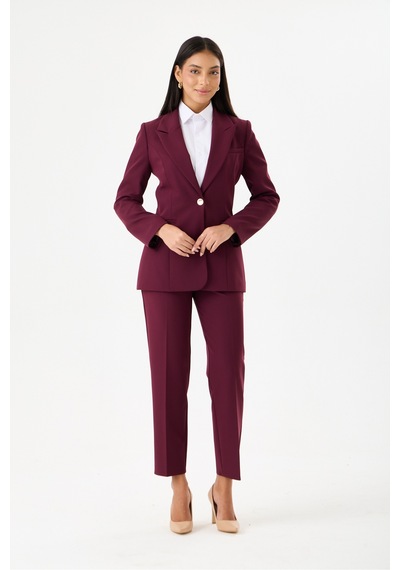 Velnara Moda Koyu Mürdüm Klasik Kadın Takım Elbise -tek Düğme Ceket & Dar Paça Pantolon Bordo Mürdüm - 918605984 Bordo Mürdüm Velnara Moda Koyu Mürdüm Klasik Kadın Takım Elbise -tek Düğme Ceket & Dar Paça Pantolon Bordo Mürdüm - 918605984 Bordo Mürdüm