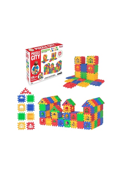Oyuncak 128 Parça Cıty Puzzle Blok Set Eğitici Eğlenceli Oyuncak