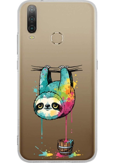 General Mobile Gm 10 İle Uyumlu Splash Tembel Hayvan Tasarımlı Şeffaf Silikon Kılıf 051j