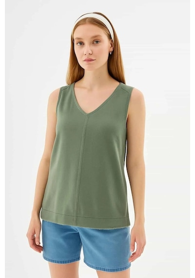Fashion Friends Kadın V Yaka Bluz 26y0530k1 Haki