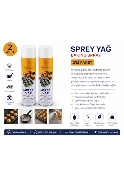 Premium Sprey Tava Yağı 600ml 2ad