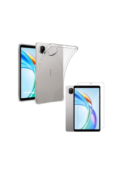 Honor Pad X7 8.7inç Uyumlu Kılıf Şeffaf Silikon Arka Tablet Koruma Kapak + Nano Esnek Ekran Koruyucu Arka Kapak