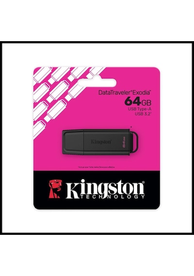 Kıngston Dtxg2/64gb Usb 3.2 Datatraveler Exodia Gen 1 Flash Bellek Siyah