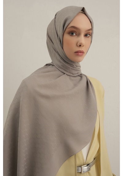 Armine Gri Link Desen Bambu Cotton Şal 20 Gri