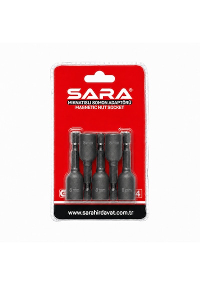 Sara S824 Mıknatıslı Somun Adaptörü 8 X 65 Mm, 5 Adet