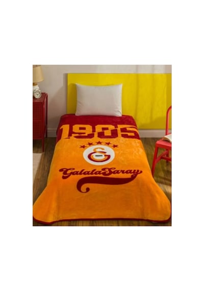 Taç Galatasaray Aslan Lisanslı Tek Kişilik Battaniye Sarı Kırmızı