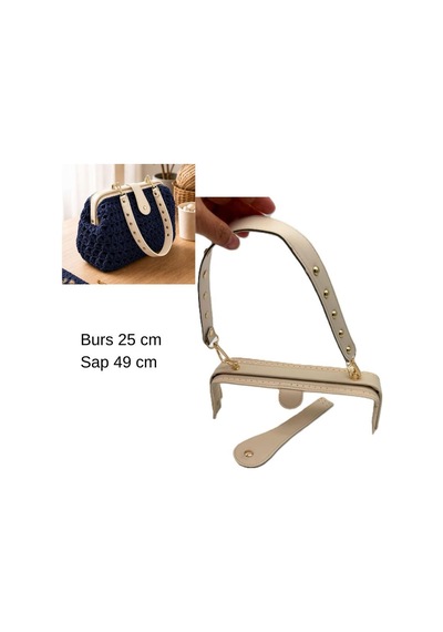 Çanta Aksesuar 25 Cm Lüks Model Çanta Seti Krem Light Gold Metalli Diğer
