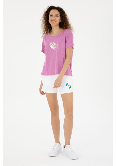 U.S. Polo Assn.  Kadın Pembe Bisiklet Yaka Tişört 50284355-VR037
