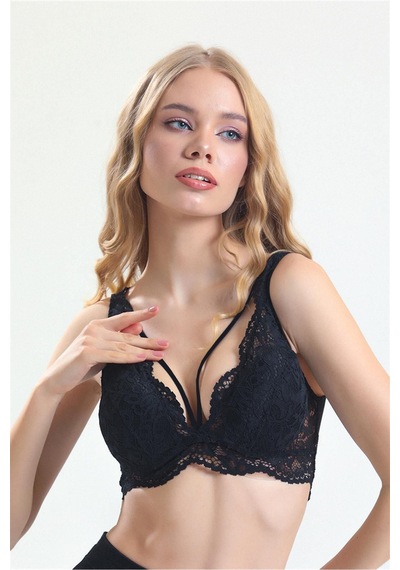 Magic Form Pencere Detaylı Dantelli Push Up Destekli Bralet Siyah - 525667018 Siyah