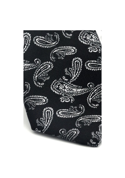 Gaffy Gri Şal Desenli Siyah Dokuma Kumaş Mendilli Slim Fit Kravat // Sdk-2507-1 Siyah