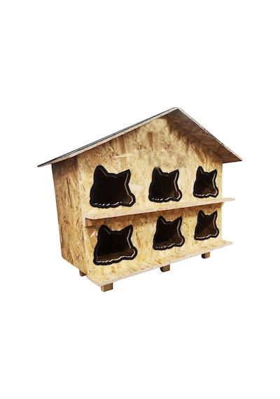 Reyo Kedi Evi Dış Ortam Uygun Ahşap Kedi Evi Osb 100 x 95 x 50 CM CAT27