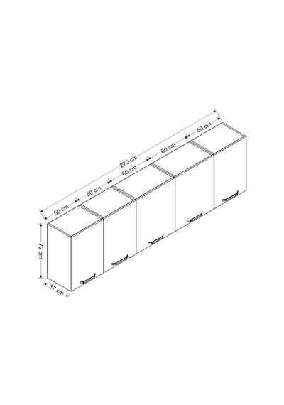 Minar 270 Cm Mutfak Dolabı Beyaz 270-B2-Üst Modül Beyaz