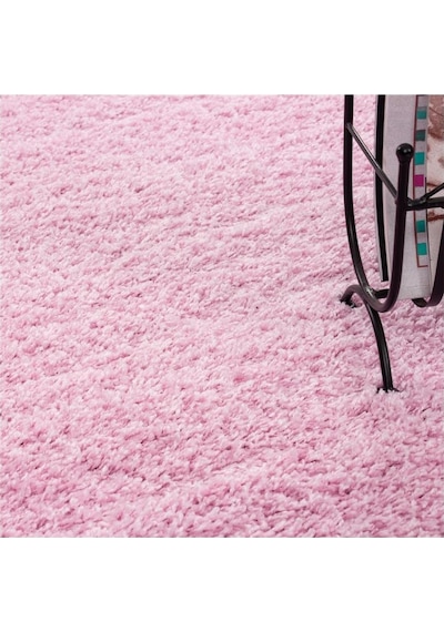Yüksek Tüylü 30 Mm Hav Yüksekliğinde Düz Pembe Renkli Shaggy Halı