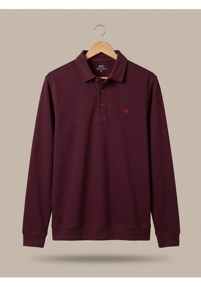 Maccali Erkek Bordo Selanik Uzun Kollu Polo Yaka Tişört
