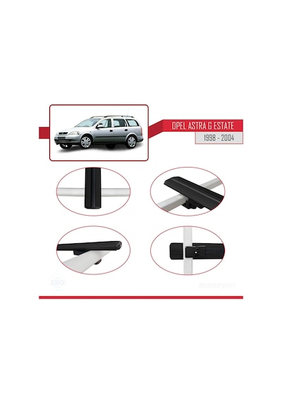 Opel Astra G Sw 1998-2004 Arası İle Uyumlu Basic Model Ara Atkı Tavan Barı Siyah 3 Adet