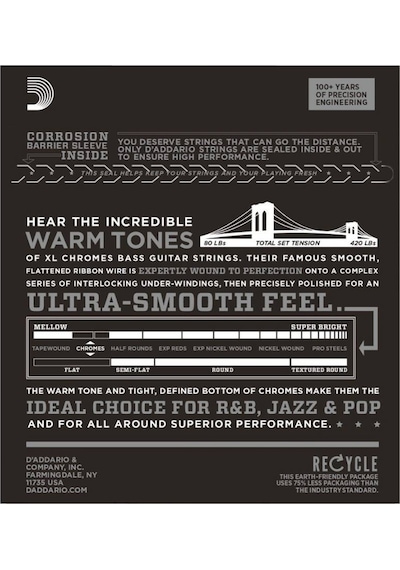 D'addario Ecb81-5 Chromes 5 Telli Bas Gitar Teli 45-132