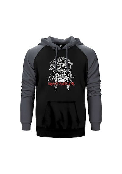 Iron Maiden Long Sleeve Gri Renk Reglan Kol Kapşonlu Sweatshirt Gri