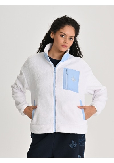 Fenerbahçe Kadın Trend Cep Detaylı Peluş Sweat BEYAZ