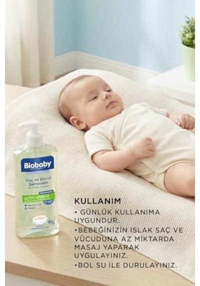 Ultra Hassas Bebek Şampuanı Saç Ve Vücut İçin, Organik Elma Özlü-3 Lü Set 500 Ml X 3 Açık Bej