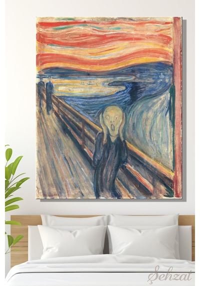 Dikey Kanvas Duvar Tablosu Tekli Salon Yatak Odası Ofis Edvard Munch Çığlık İkonik Varoluşsal Kaygı Çok Renkli