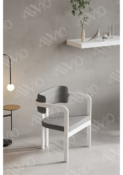 Avvio Trento Tokyo Sandalye Beyaz Mutfak Salon Yemek Odası Sandalyesi Demonte Metal Ayak Gri