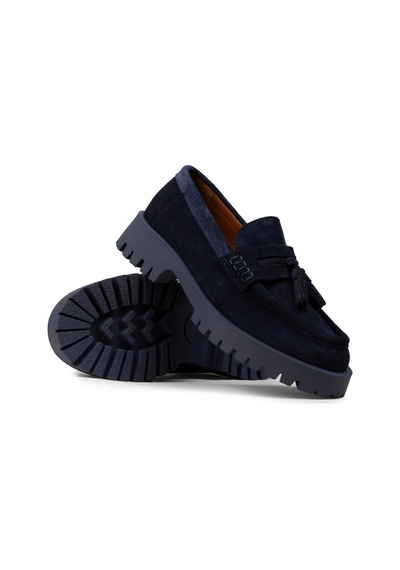 Deery Kadın Hakiki Süet Lacivert Püsküllü Loafer - 02035zlcvc01 Lacivert