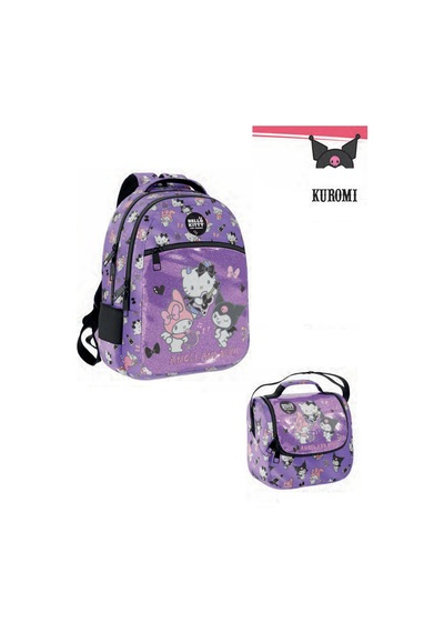 Hello Kitty İlk Okul Çantası - Sırt Çantası / Orjinal Lisanslı Lüx Çanta Mor / Beslenme 2'li