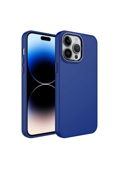 Apple Uyumlu iPhone 13 Pro Kılıf Metal Çerçeve Ve Buton Tasarımlı Silikon Zore Luna Kapak Lacivert