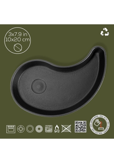 Lava Fajita Tabağı Damla Form Siyah Mat 10 X 20 Cm Siyah