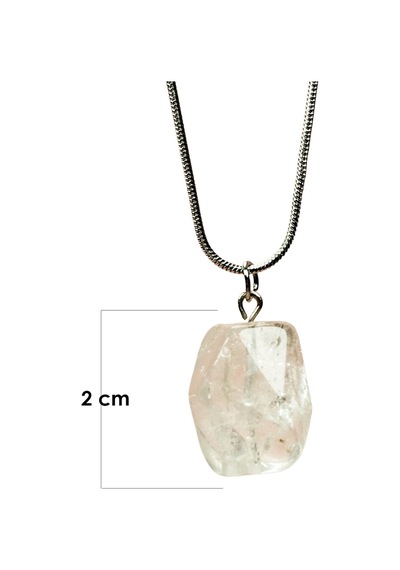 Kuvars Doğal Taşı Zincirli El Yapımı Kolye Uç: 2 Cm Zincir: 20 Cm Kutulu Altın