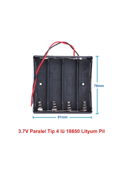 18650 2 Tel 4lü Pil Kutusu Paralel 4 Adet 3.7V Paralel Lityum Lion Batarya Yuvası