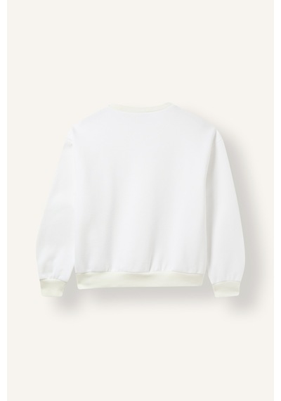 Defacto Relaxed Fit Bisiklet Yaka Baskılı İçi Yumuşak Tüylü Sweatshirt Kız Çocuk I4895a826auwt34 Beyaz-wt34