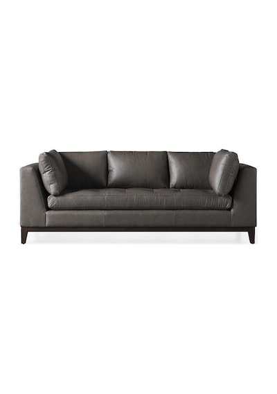 Hanel Mobilya Nano Kanepe - 3'lü Suni Deri Kanepe 220x100x85 Antrasit Gri