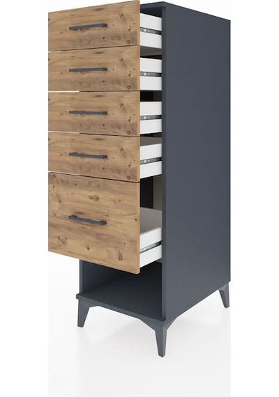 Kronos Dolap 5 Çekmeceli 44x59x134 Antrasit-çam Antrasit