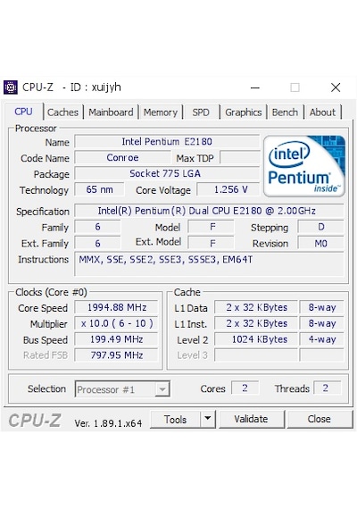 Intel Pentium E2180 SLA8Y 2GHz LGA775 Soket Masaüstü İşlemci CPU