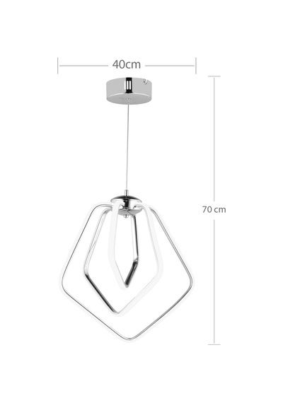 Ld 068 Model Krom 3 Renkli Salon Ve Oturma Odası İçin İdeal Alüminyum Avize, 40x70 Krom