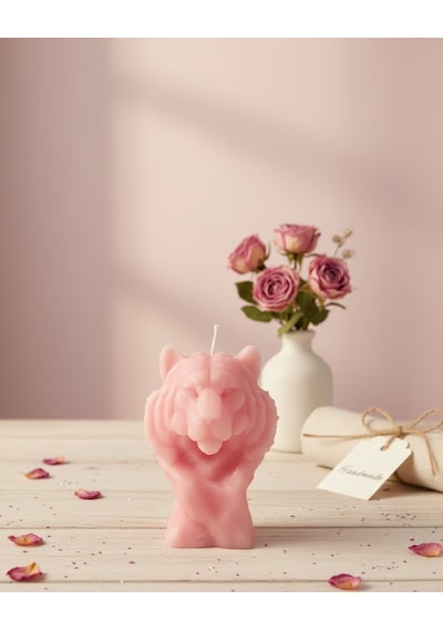 Aslan Desenli Mum Açık Pembe
