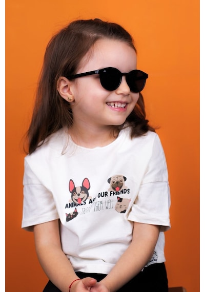 Yeni-unisex 3-9 Yaş Polarize Siyah Çocuk Güneş Gözlüğü Siyah