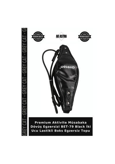 Premium Aktivite Müsabaka Dövüş Egzersizi Bet-79 Black İki Ucu Lastikli Boks Egzersiz Topu Siyah