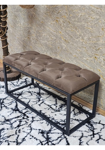Zafir Siyah Boyalı Diktörtgen 100 Cm X 40 Cm Oturak Puf - Bench - Makyaj Oturağı - Oturak Kahverengi