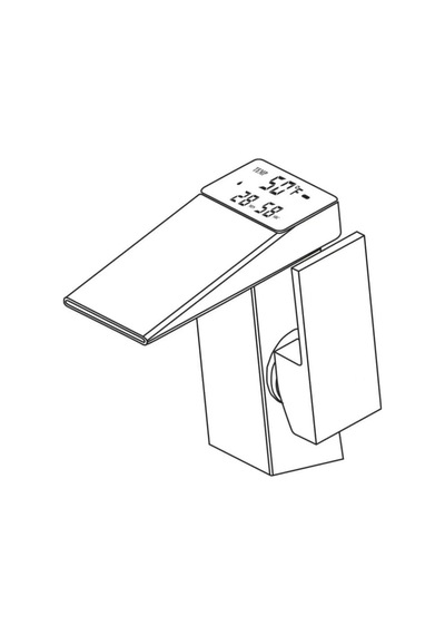 Rena Design Dijital Sıcaklık Göstergeli Krom Lavabo Bataryası Musluğu Çiftgirişli Krom Armatür Sayaç Ekran Yeni Inox