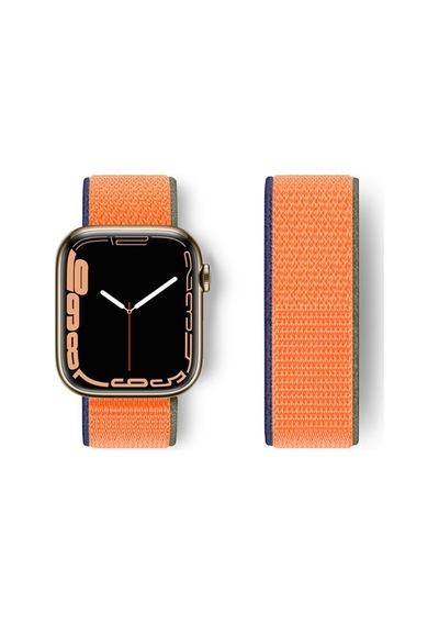 Newface - 247 - Apple Uyumlu Watch 42mm Hasırlı Cırtcırtlı Kordon - Csmo-tex - - Turuncu