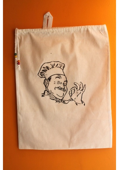 Büyük Boy Chef Baskılı Askılı Bakliyat & Ekmek Torbası 50x40cm