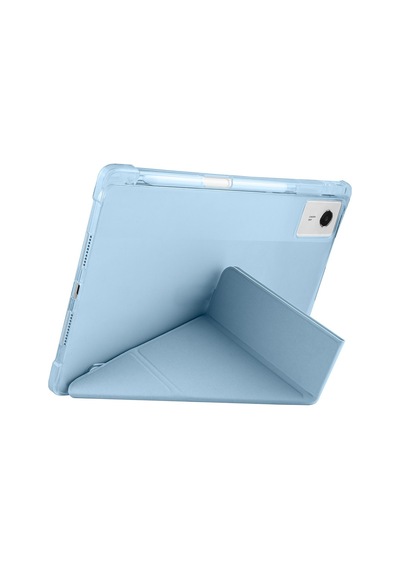 Lenovo Idea Tab Plus 12.1 2025 Tb361fu-tb361zu Uyumlu Kalem Bölmeli Dönebilen Üçgen Standlı Tri Folding Tablet Kılıfı - Mavi - T42077