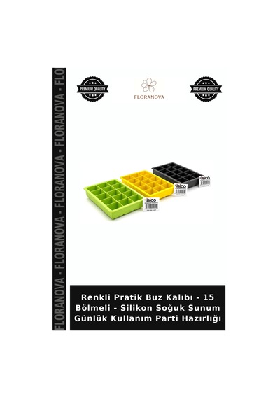 Renkli Pratik Buz Kalıbı - 15 Bölmeli - Silikon Soğuk Sunum Günlük Kullanım Parti Hazırlığı Çok Renkli