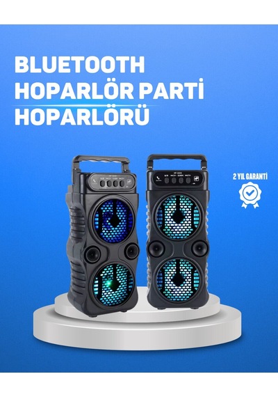 Kablosuz Led Işıklı Bluetooth Hoparlör - Fm Radyolu Mikrofon Girişli Renkli